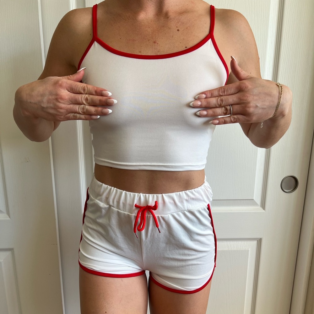 White and red two piece set